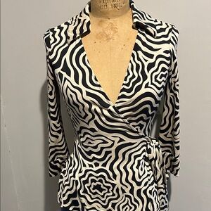Diane Von Furstenberg Silk Jersey Wrap Top